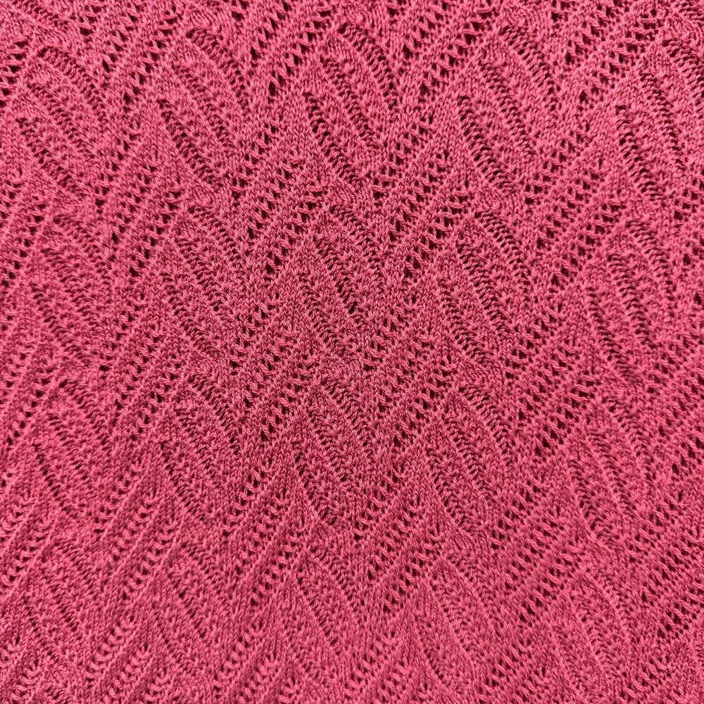 Talbots Pointelle Raspberry Pink Ruffle Neck Pullover Sweater P Small - Picture 6 of 8